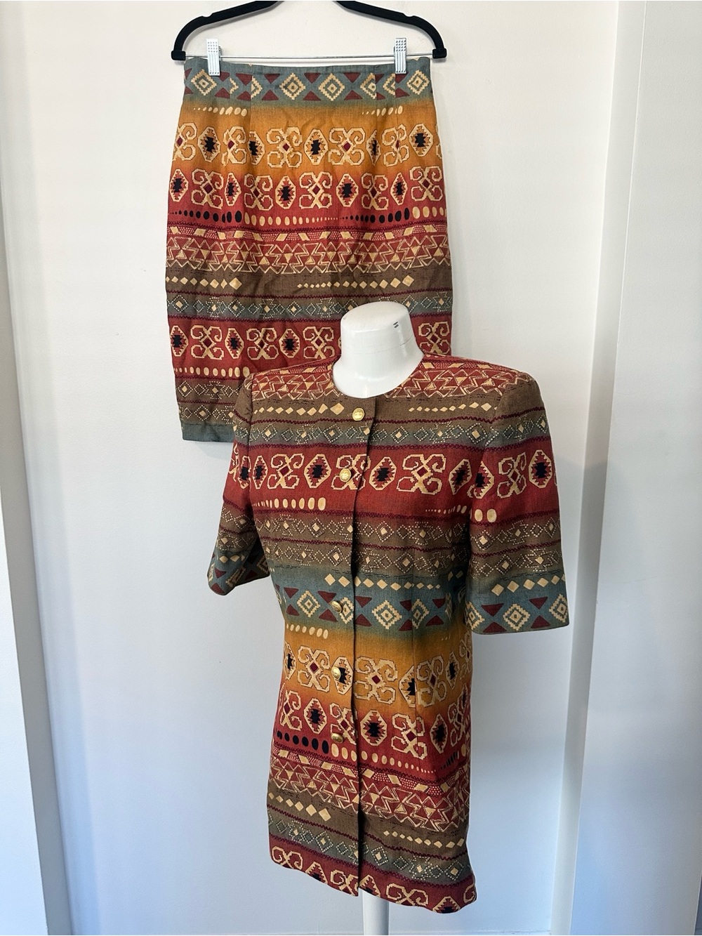 Doncaster 90’s Southwestern Pattern Vintage 2 Pc Skirt Set 10/12